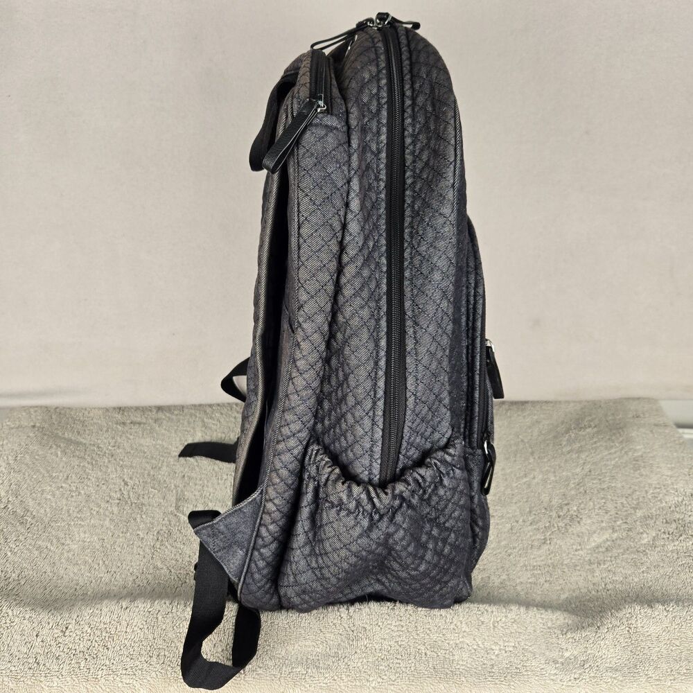 Vera Bradley Iconic Campus Backpack Denim Gray Quilted Laptop School Bag College - Picture 4 of 10